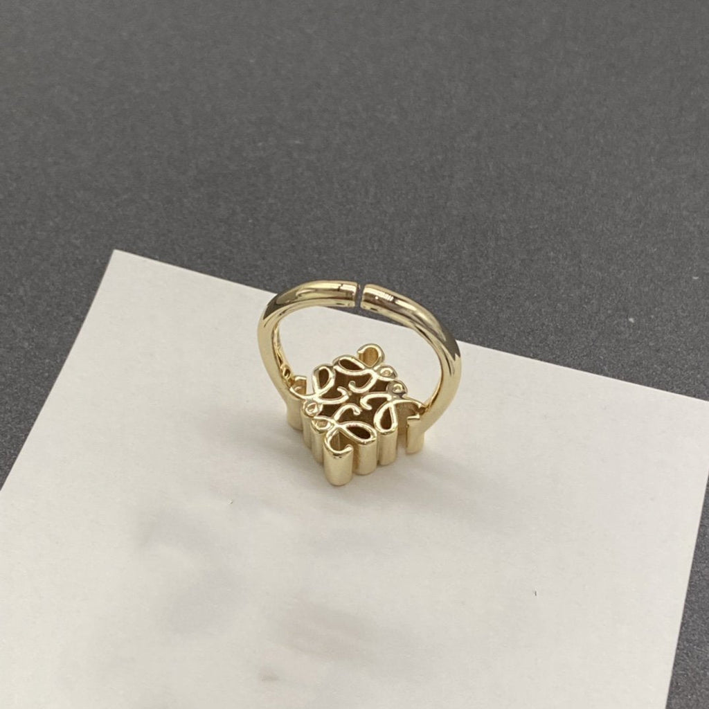 LOEWE ANAGRAM GOLD OPEN RING