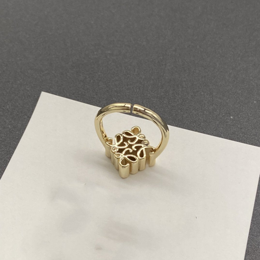 LOEWE ANAGRAM GOLD OPEN RING