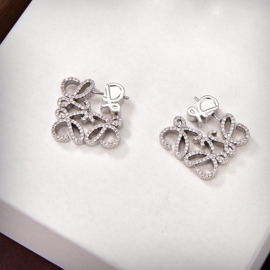 LOEWE PAVED ANAGRAM SILVER EARRINGS
