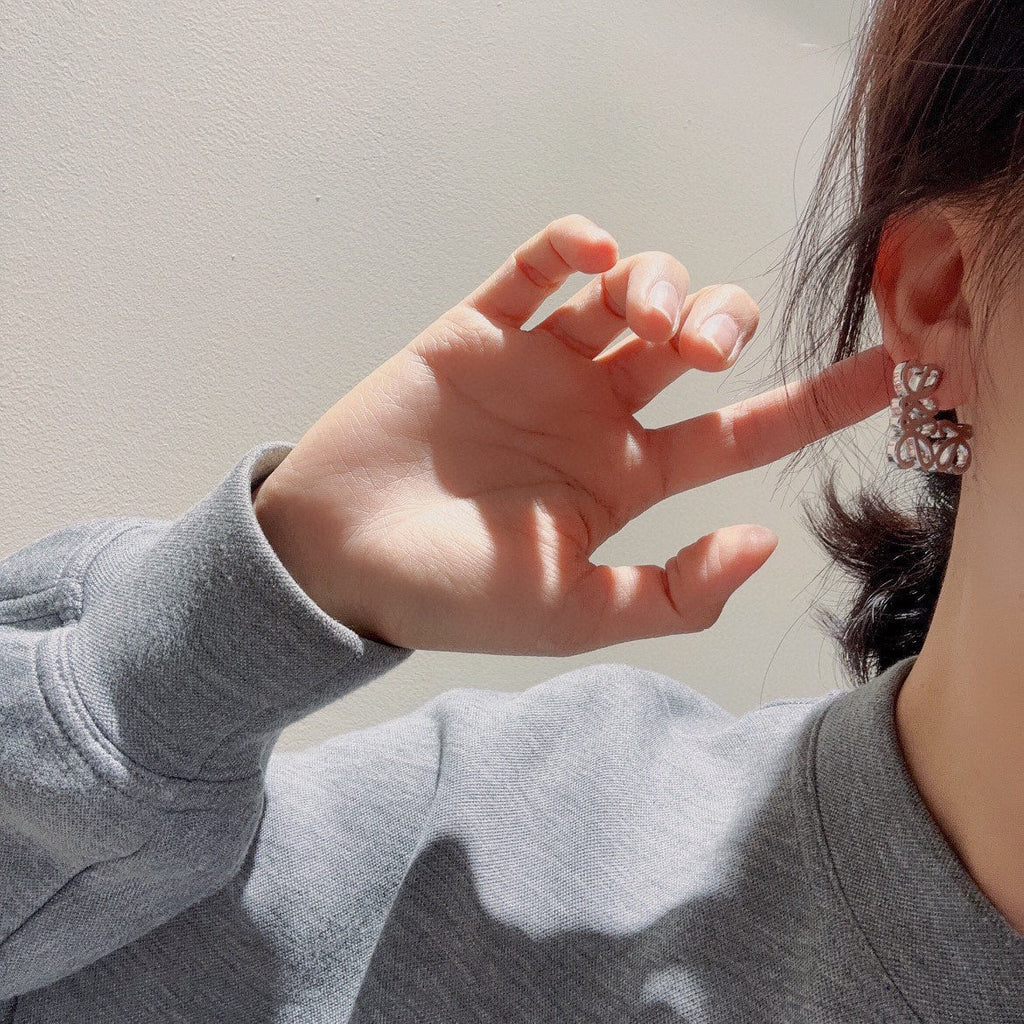 LOEWE PAVED ANAGRAM SILVER EARRINGS