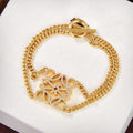 LOEWE PAVED ANAGRAM DOUBLE CHAIN GOLD BRACELET