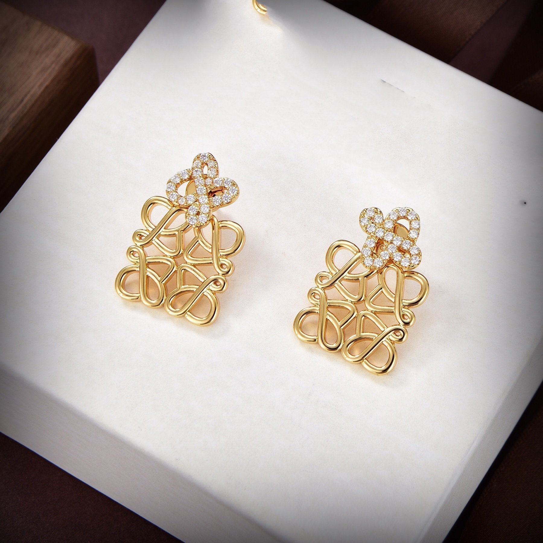 LOEWE LARGE ANAGRAM DIAMOND EARRINGS