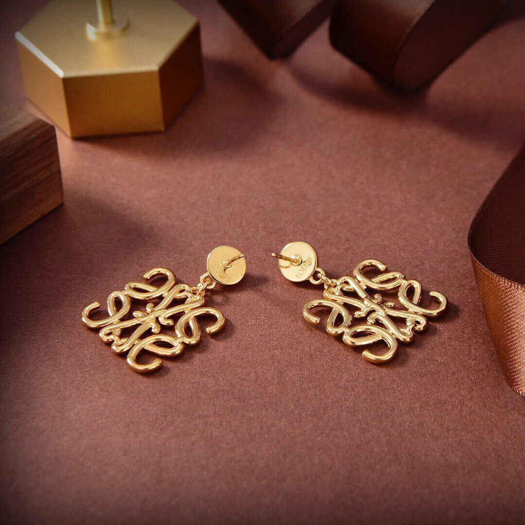 LOEWE LARGE ANAGRAM MOP GOLD EARRINGS