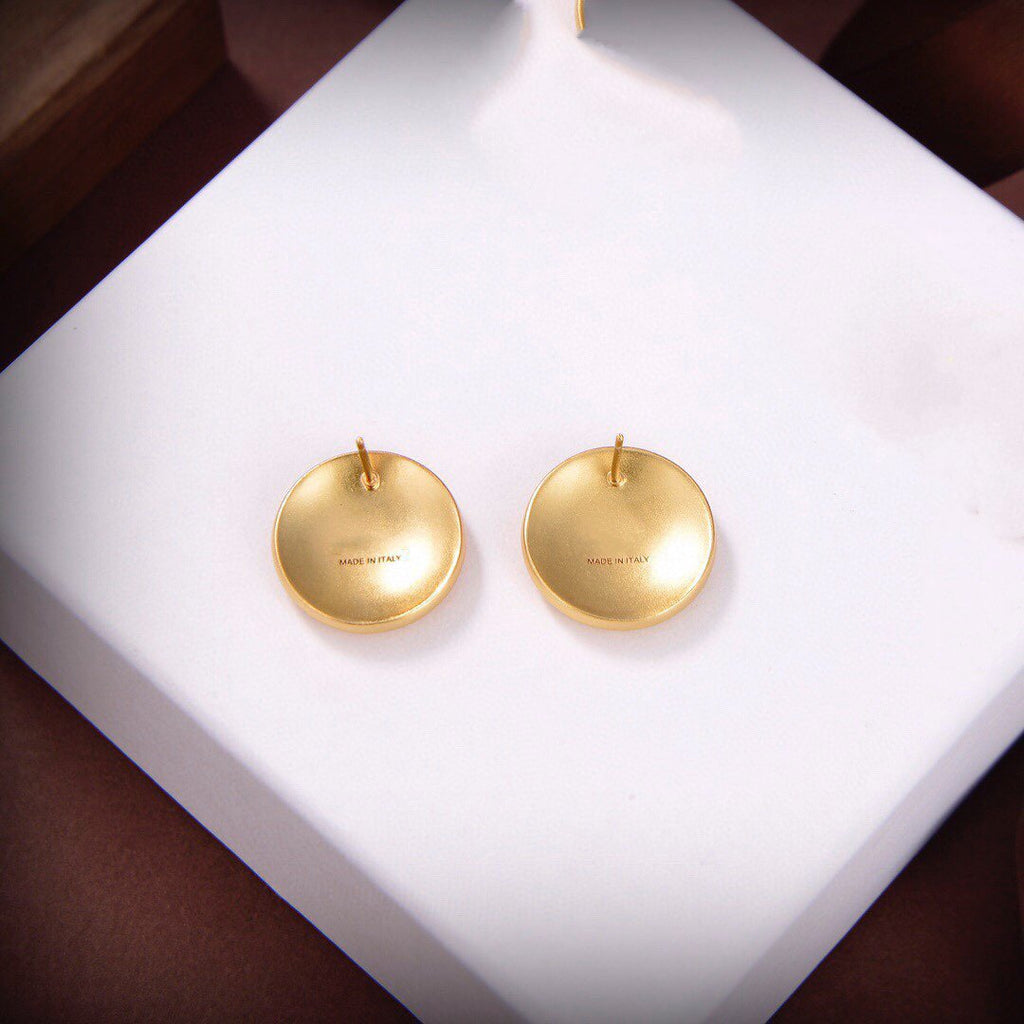 LOEWE CIRCLE ANAGRAM GOLD STUD EARRINGS