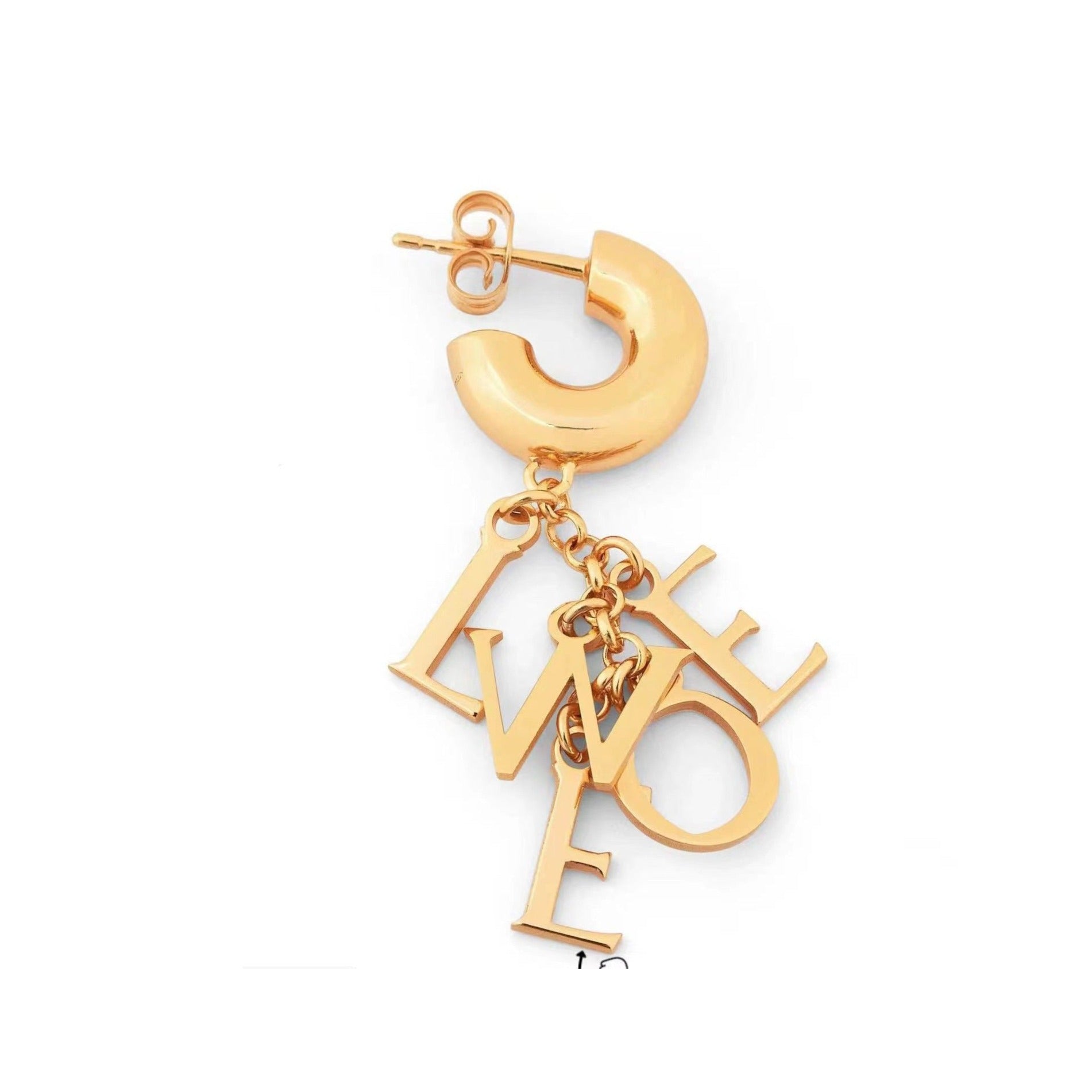LOEWE LOEW LOGO GOLD DROP EARRINGS