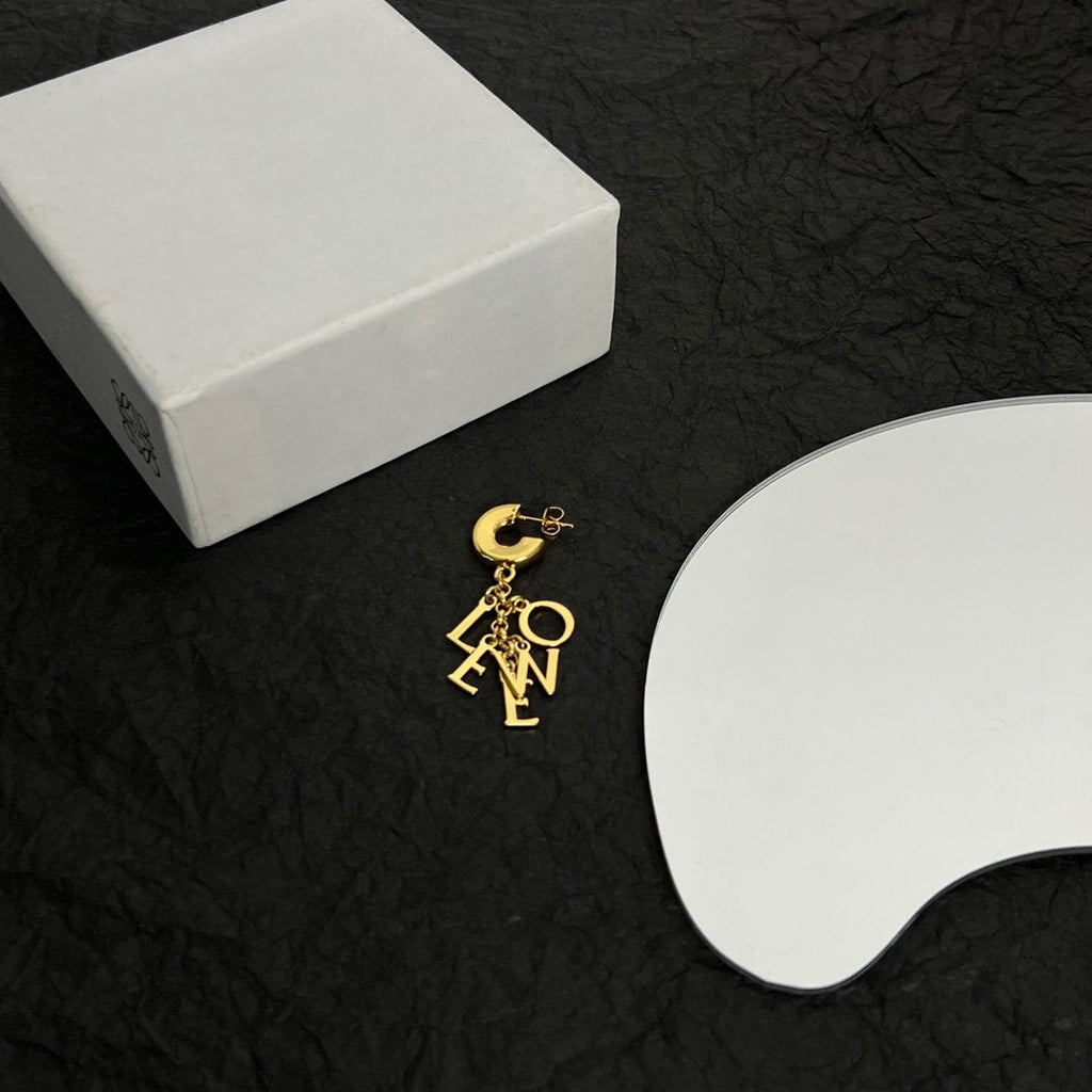 LOEWE LOEW LOGO GOLD DROP EARRINGS
