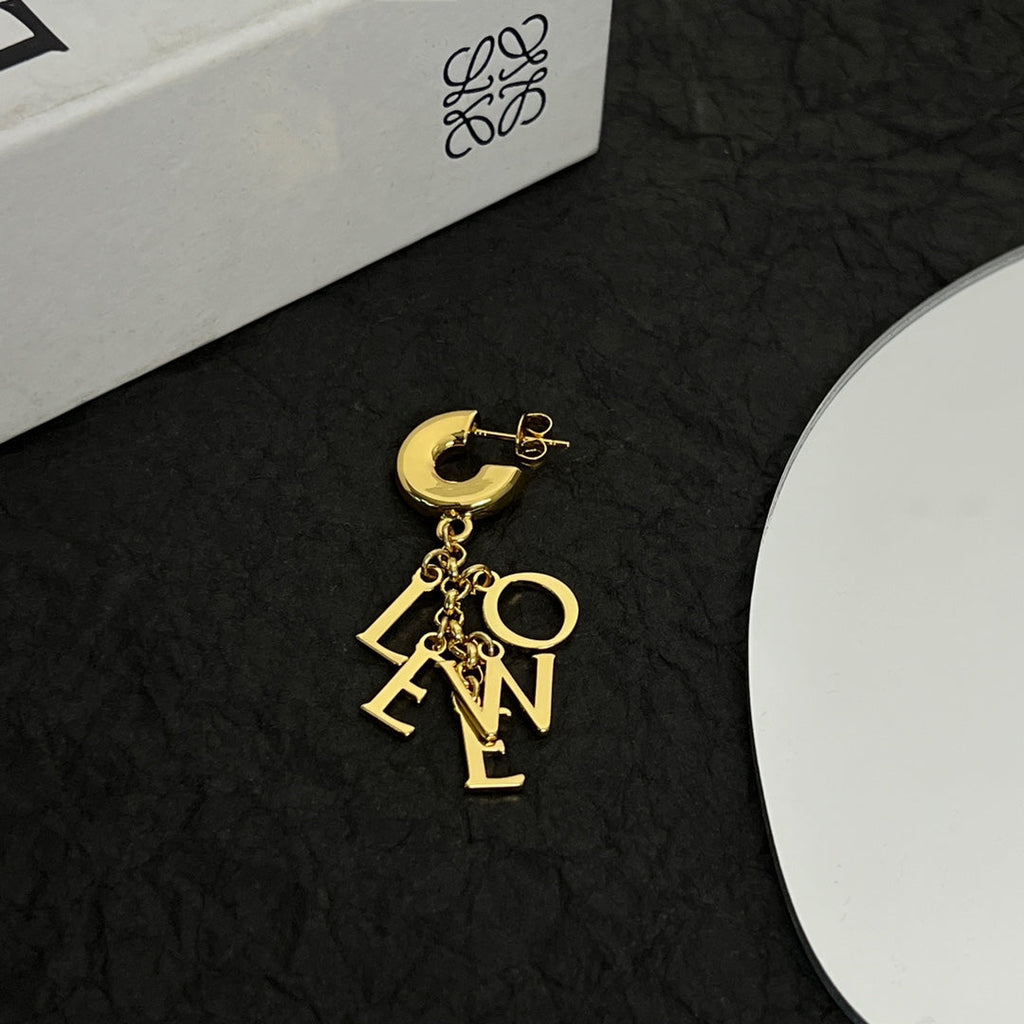 LOEWE LOEW LOGO GOLD DROP EARRINGS