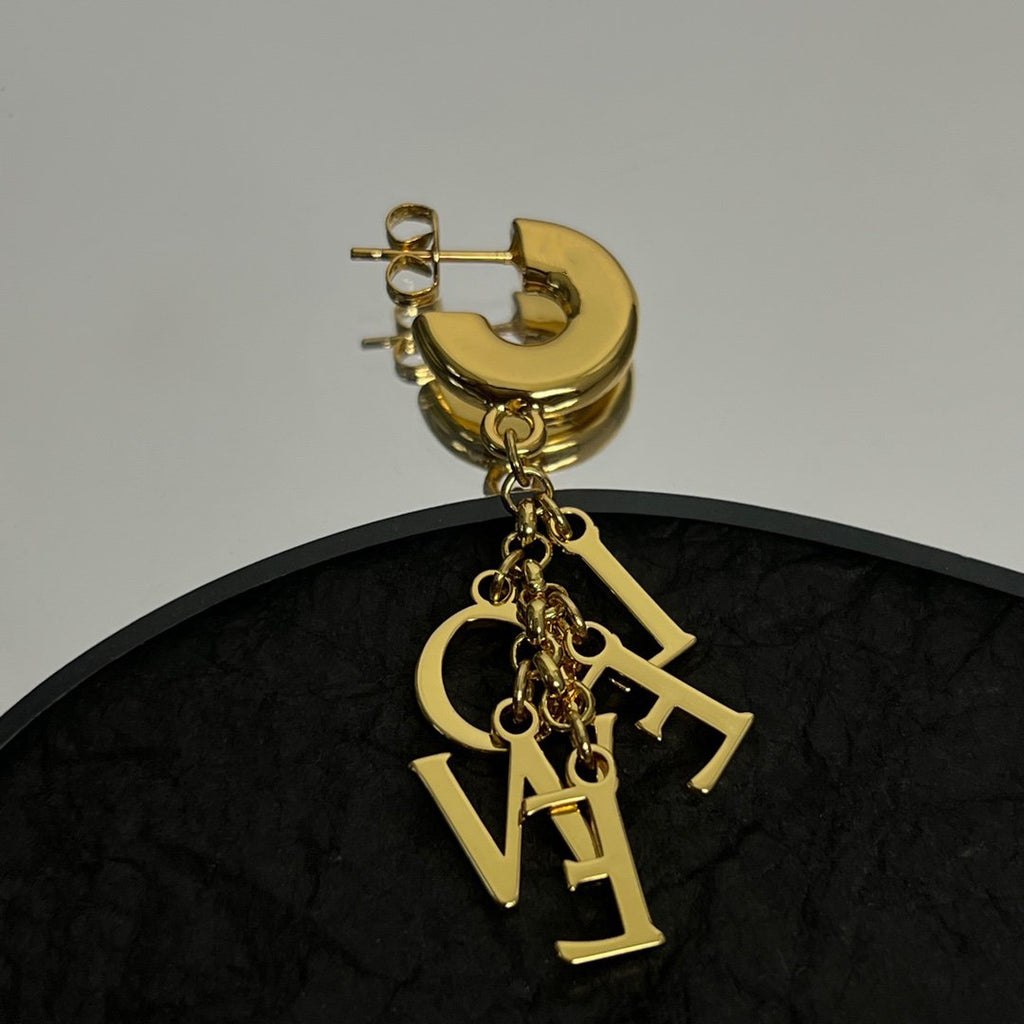 LOEWE LOEW LOGO GOLD DROP EARRINGS