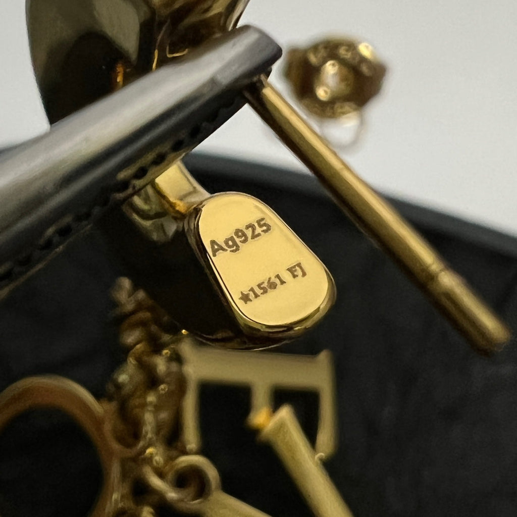 LOEWE LOEW LOGO GOLD DROP EARRINGS