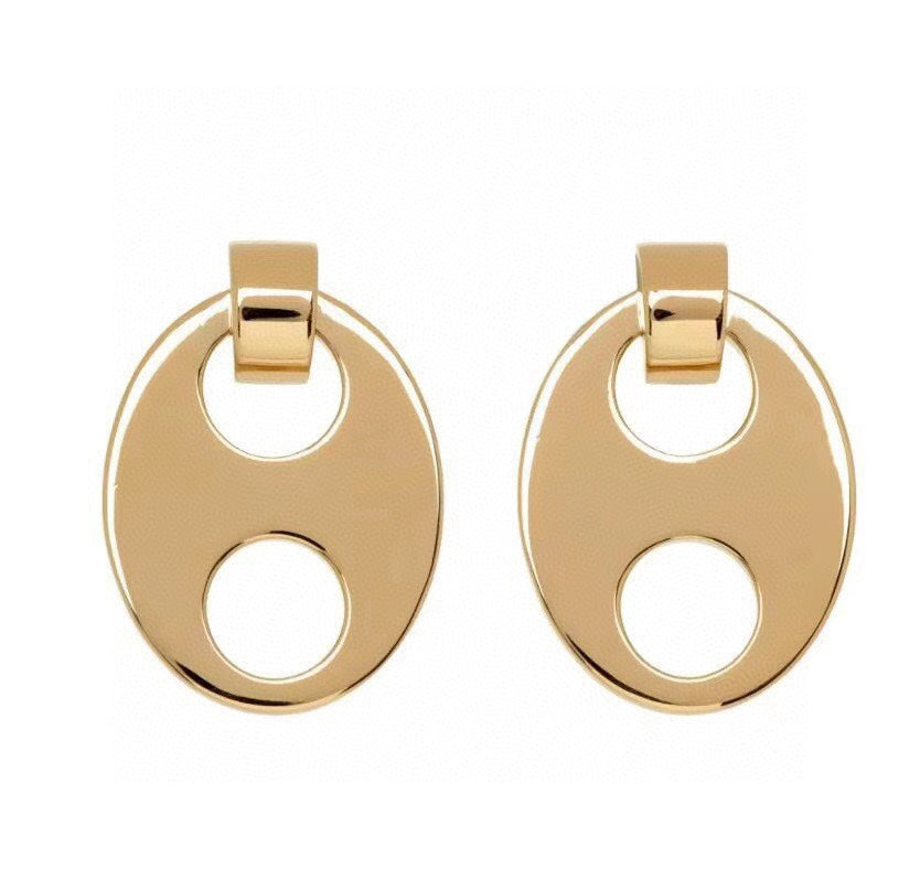 LOEWE OVAL TAG GOLD EARRINGS