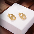 LOEWE OVAL TAG GOLD EARRINGS