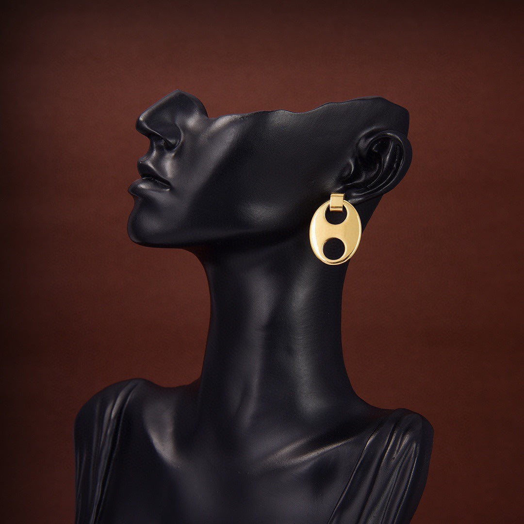 LOEWE OVAL TAG GOLD EARRINGS