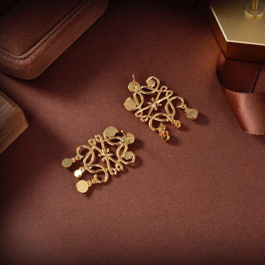 LOEWE ANAGRAM MULTICOLOR GOLD LARGE EARRINGS