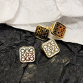 LOEWE ANAGRAM GOLD STUD SQUARE EARRINGS