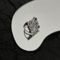 LOEWE PAVED ANAGRAM SILVER RING