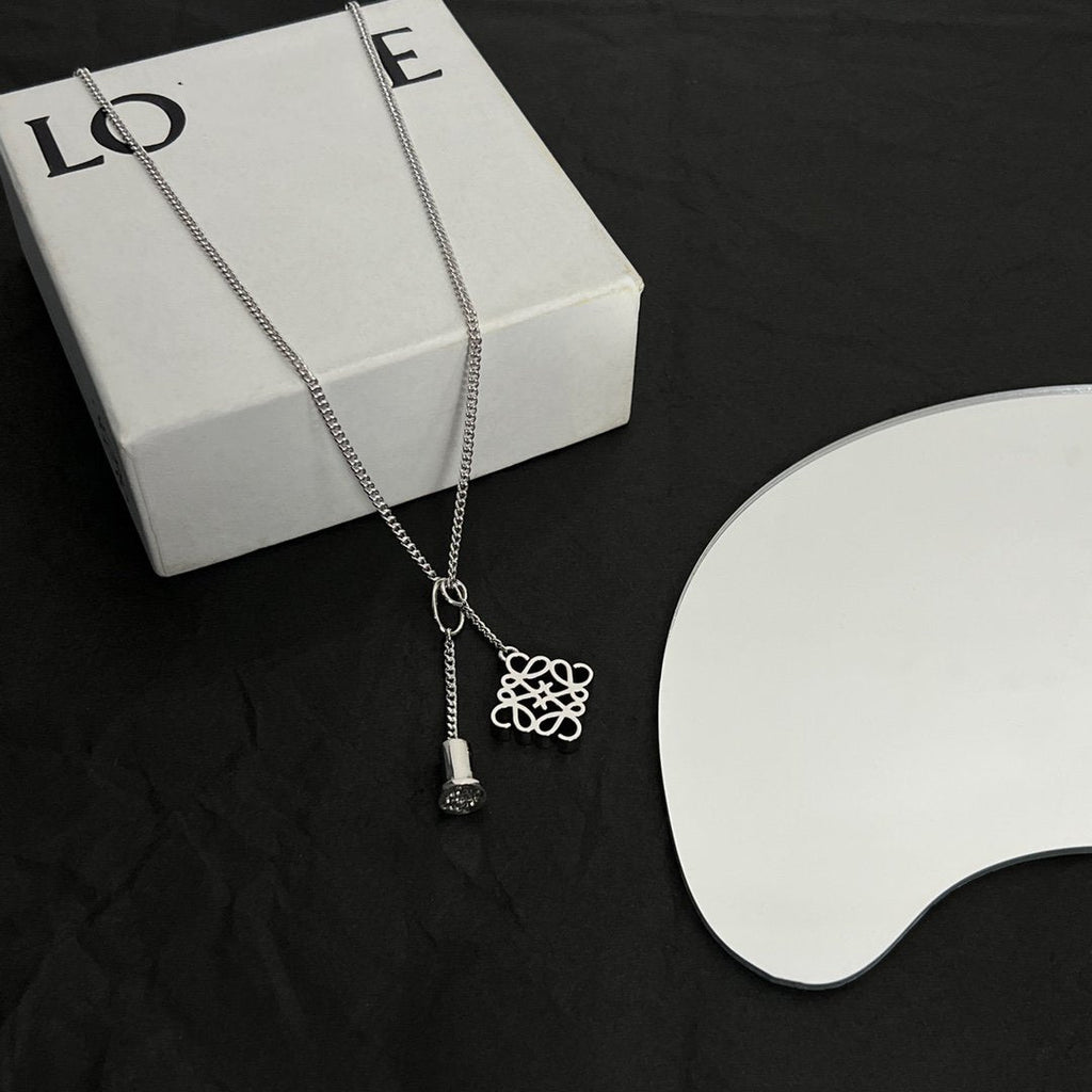 LOEWE ANAGRAM DOUBLE CHARM NECKLACE
