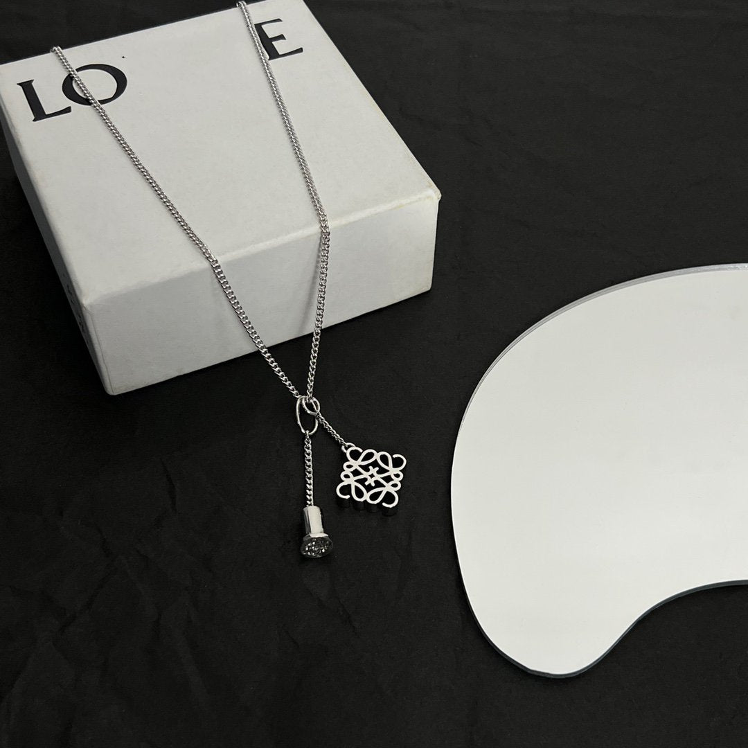 LOEWE ANAGRAM DOUBLE CHARM NECKLACE