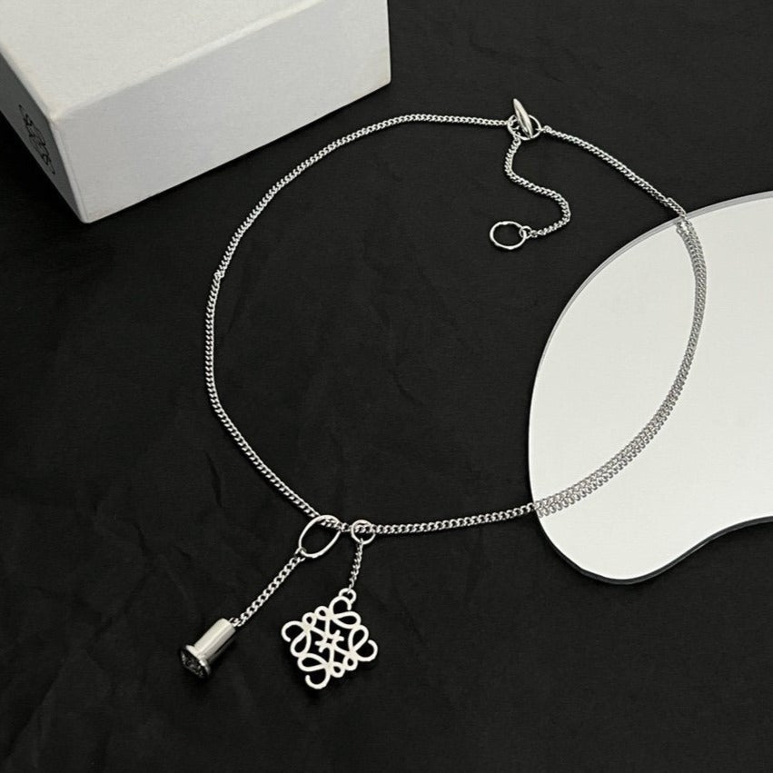 LOEWE ANAGRAM DOUBLE CHARM NECKLACE