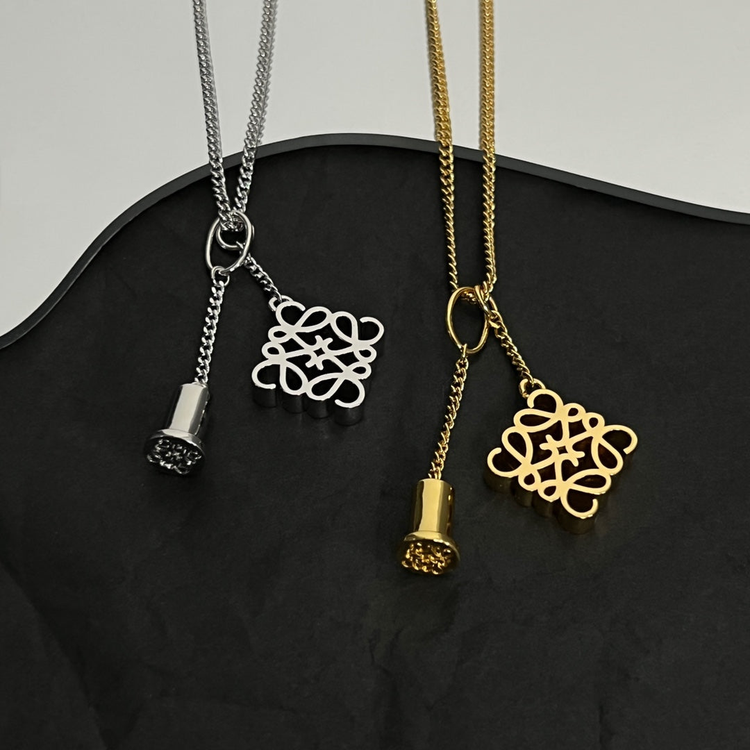 LOEWE ANAGRAM DOUBLE CHARM NECKLACE