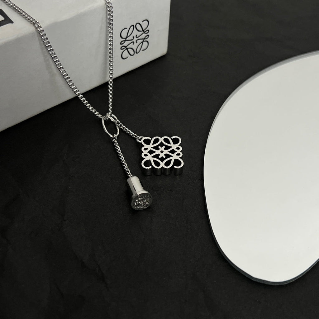 LOEWE ANAGRAM DOUBLE CHARM NECKLACE