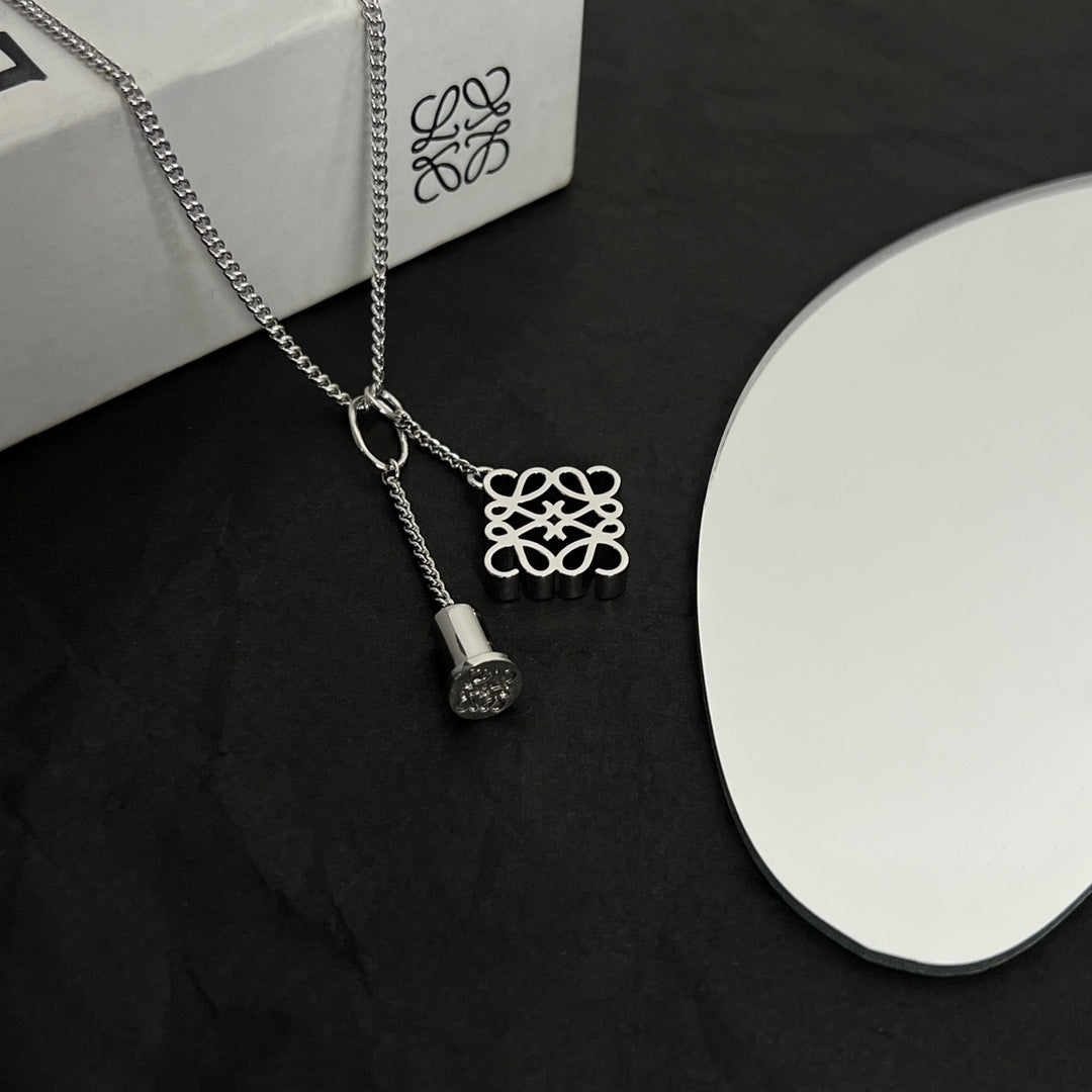 LOEWE ANAGRAM DOUBLE CHARM NECKLACE