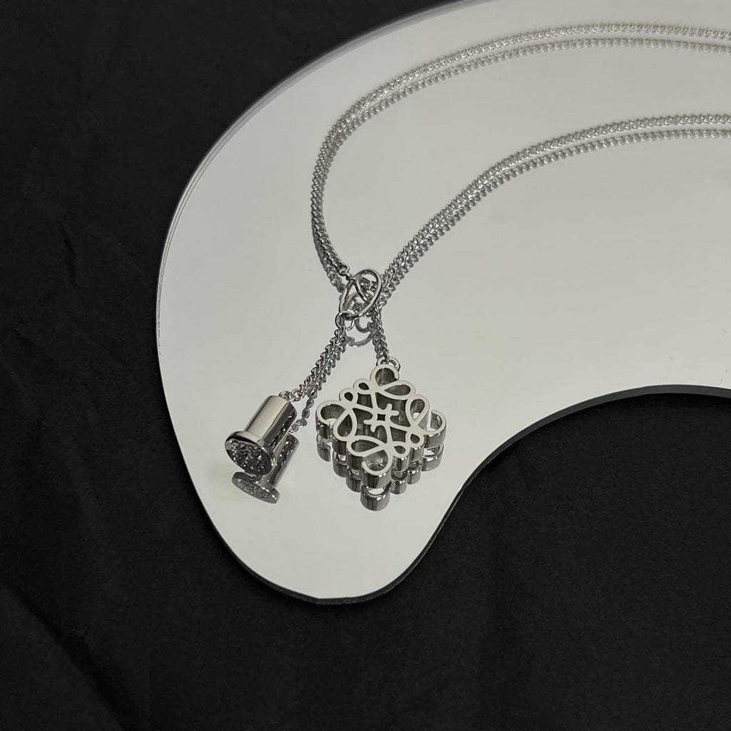 LOEWE ANAGRAM DOUBLE CHARM NECKLACE