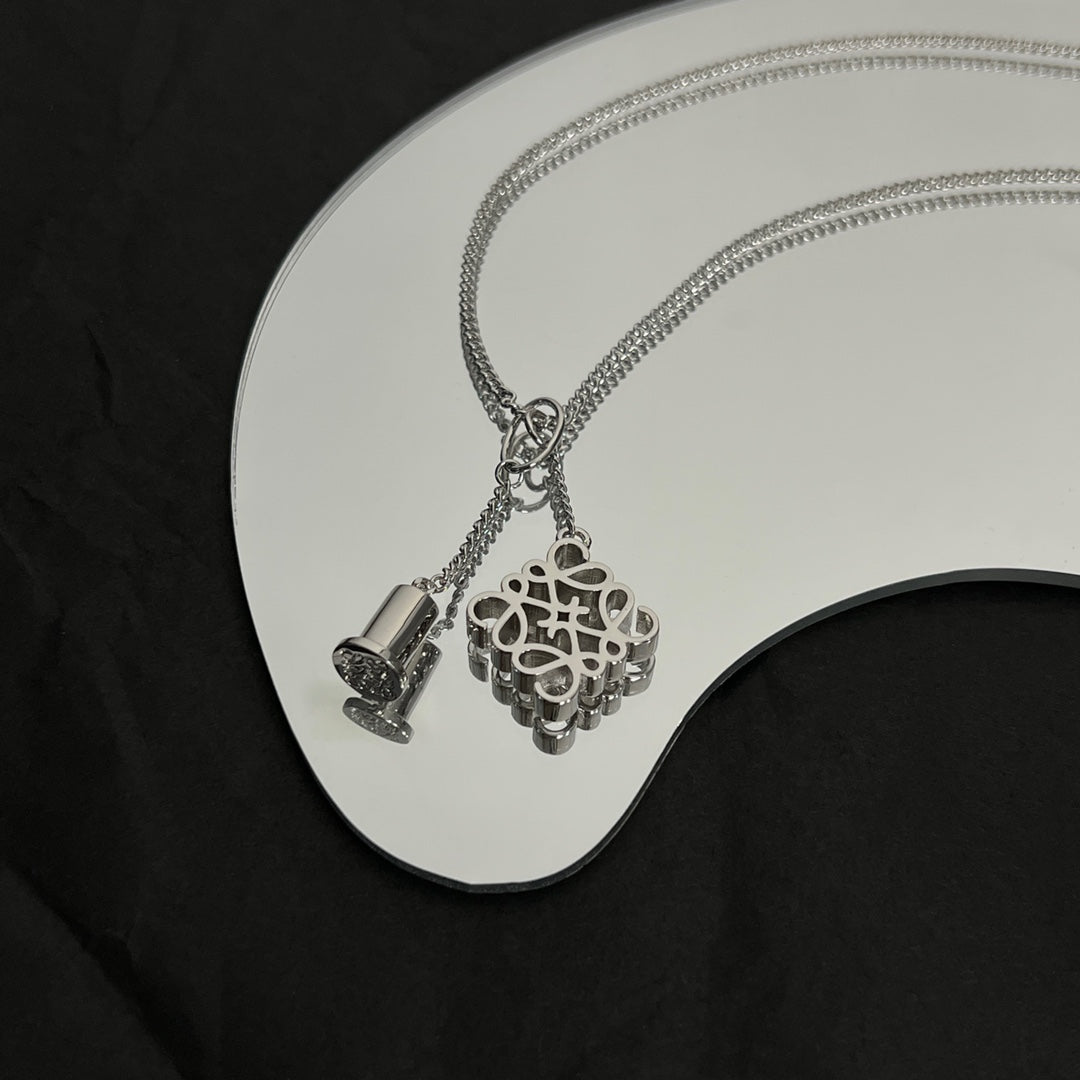 LOEWE ANAGRAM DOUBLE CHARM NECKLACE