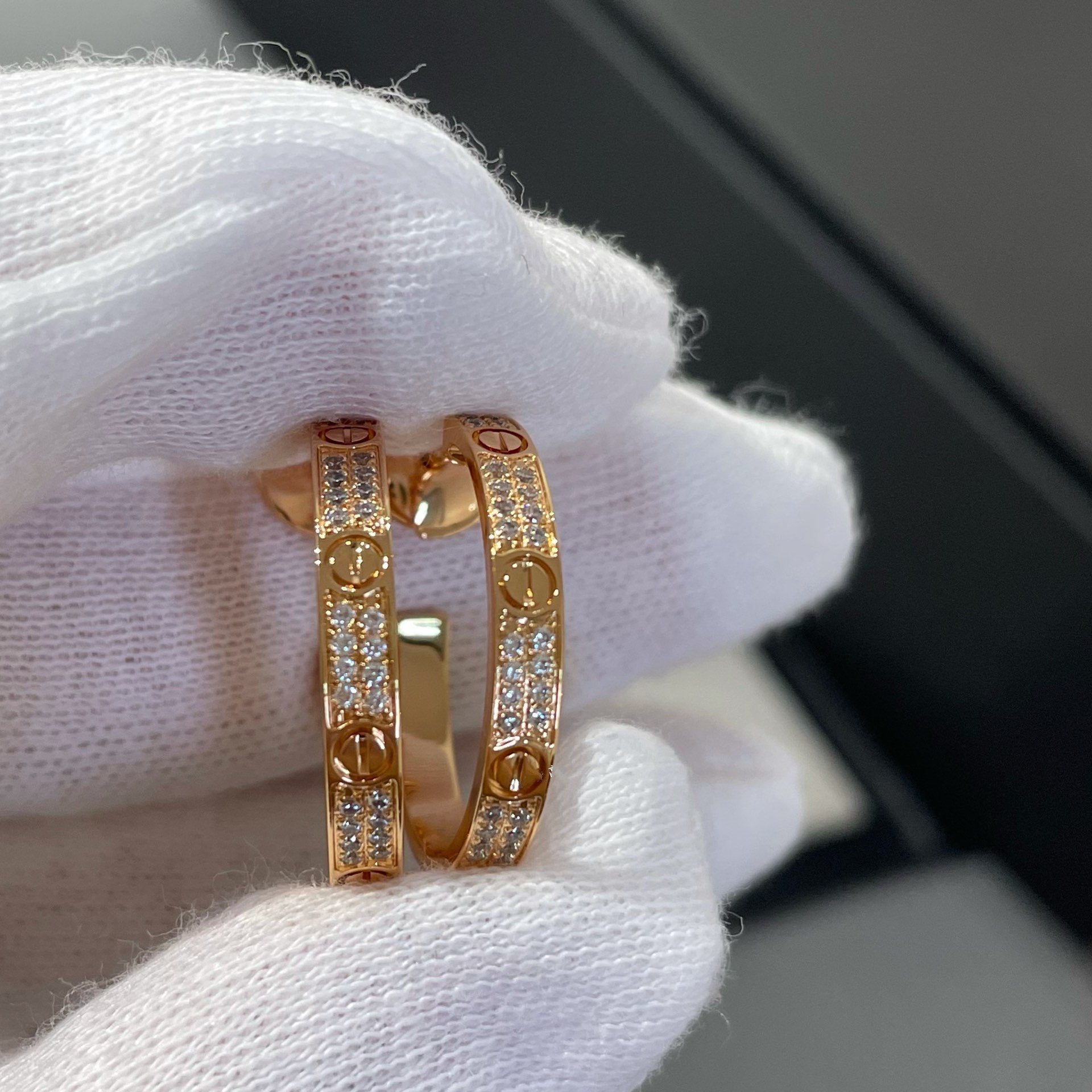CARTIER LOVE DIAMOND PINK GOLD HOOP EARRINGS