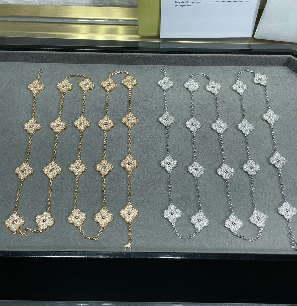 Van Cleef & Arpels CLOVER 20 MOTIF DIAMOND NECKLACE