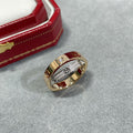 CARTIER LOVE PINK GOLD SILVER DIAMOND DOUBLE RING