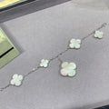 Van Cleef & Arpels CLOVER 5 MOTIF WHITE MOP SILVER BRACELET