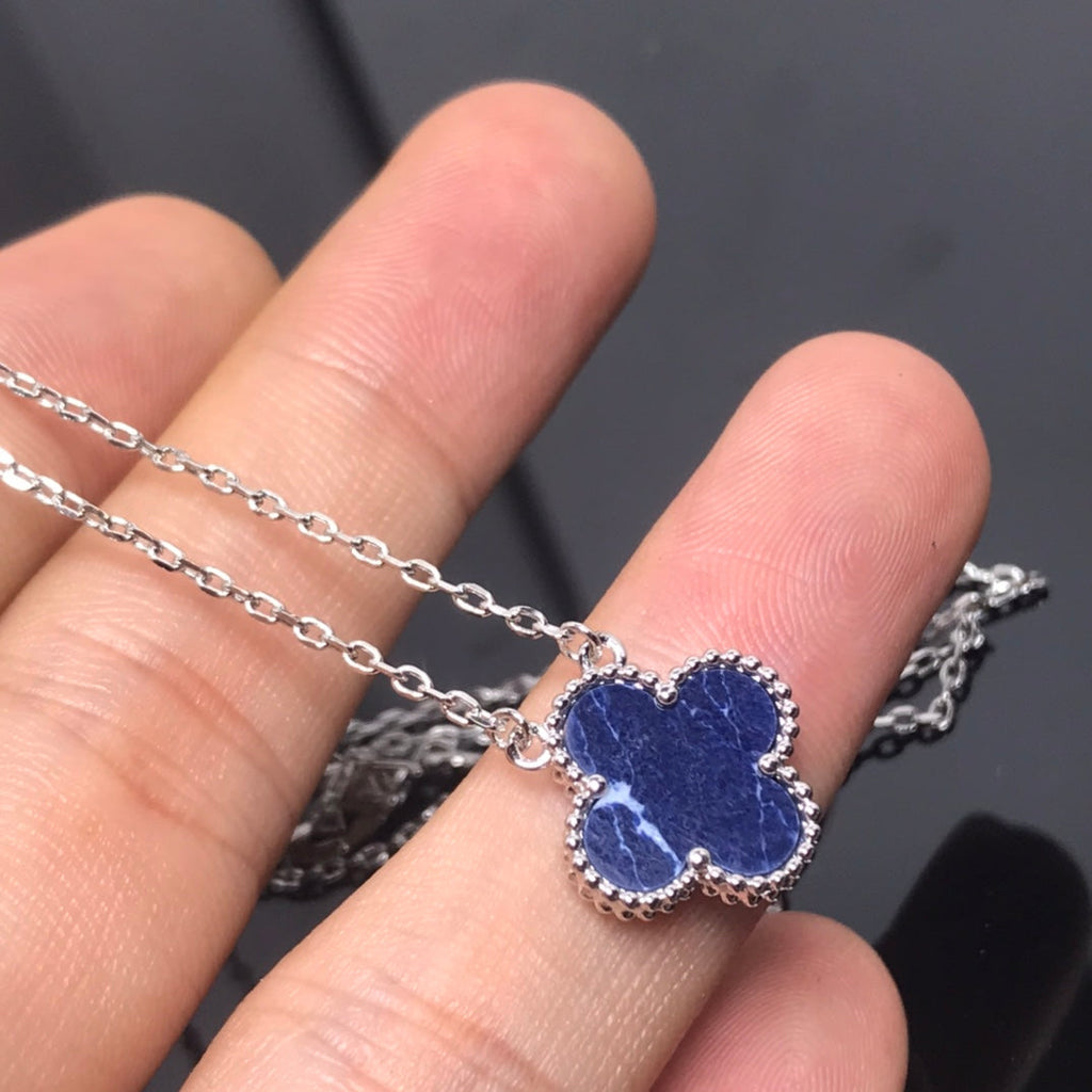 Van Cleef & Arpels CLOVER PIETERSITE SILVER LONG NECKLACE