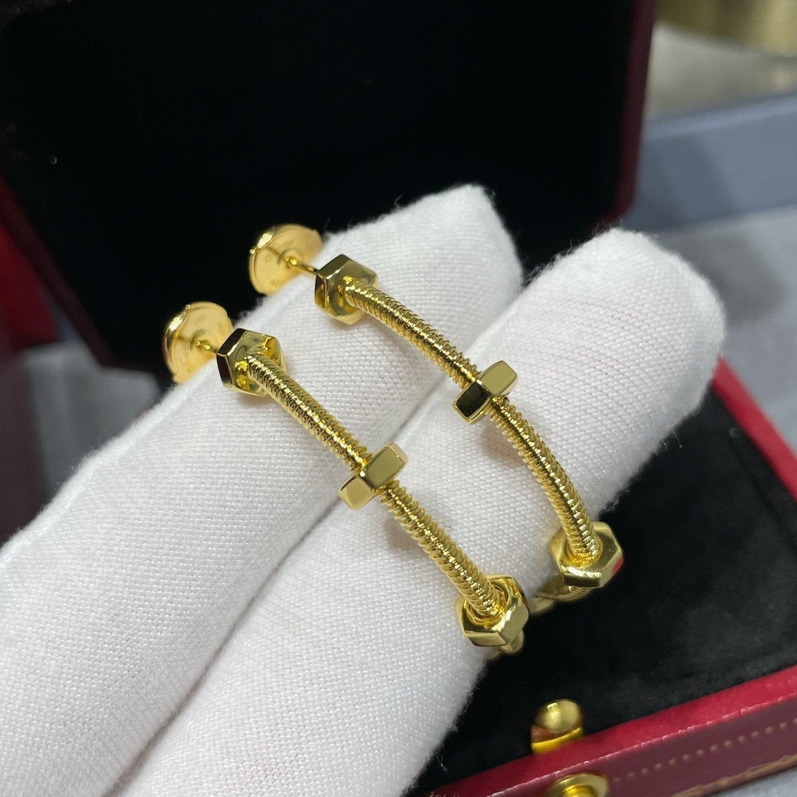 CARTIER ECROU LARGE HOOP EARRINGS