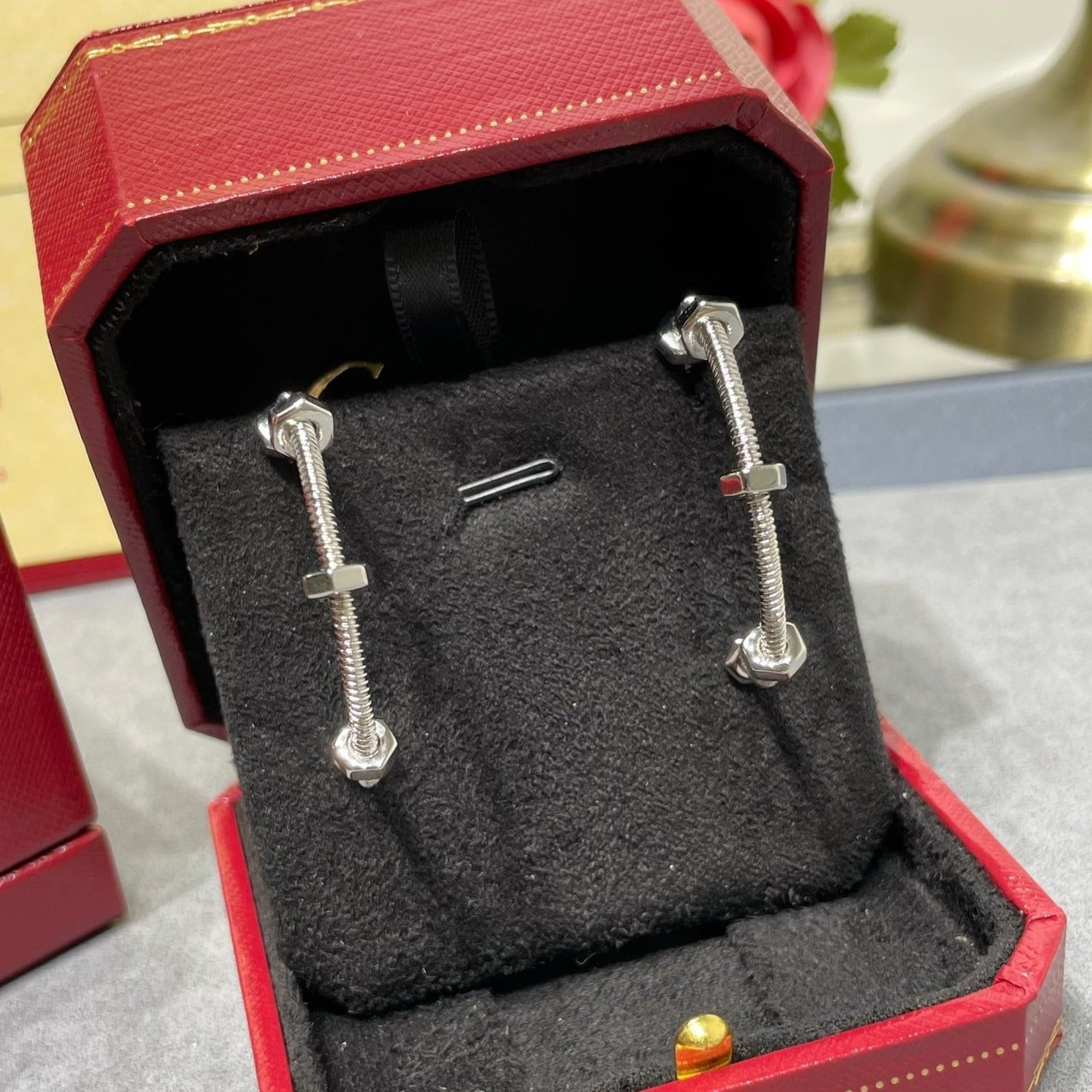 CARTIER ECROU LARGE HOOP EARRINGS