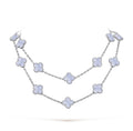 Van Cleef & Arpels CLOVER 20 MOTIF CHALCEDONY 86CM SILVER NECKLACE