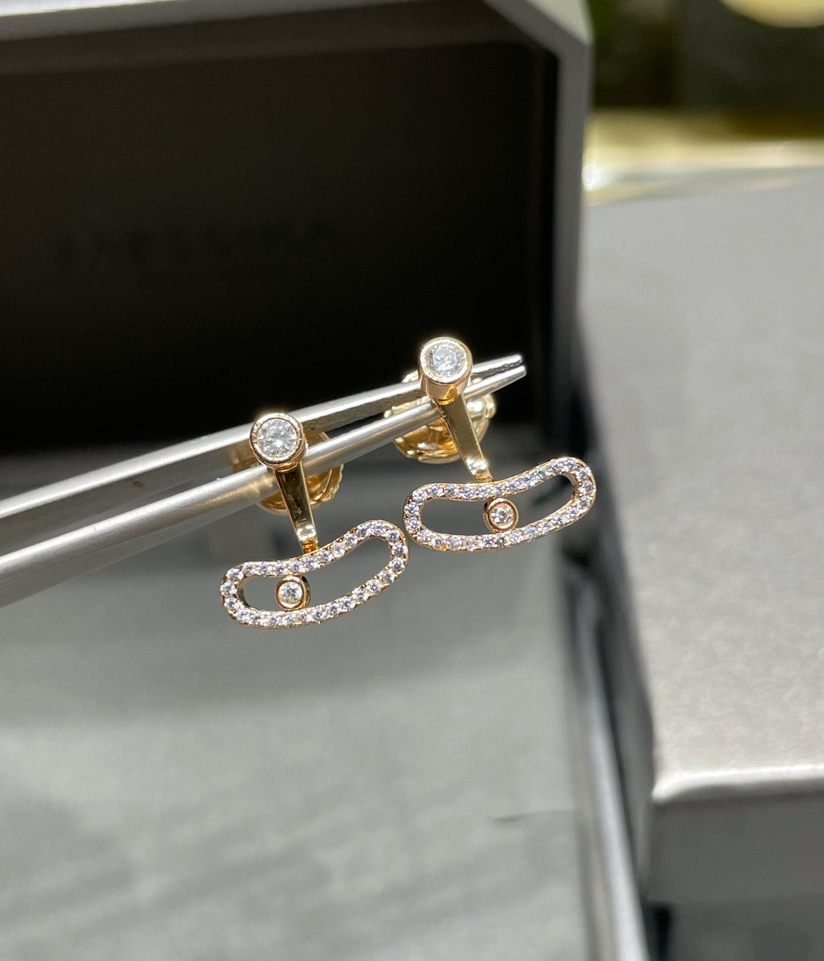 MESSIKA MOVE UNO PINK GOLD DIAMOND EARRINGS