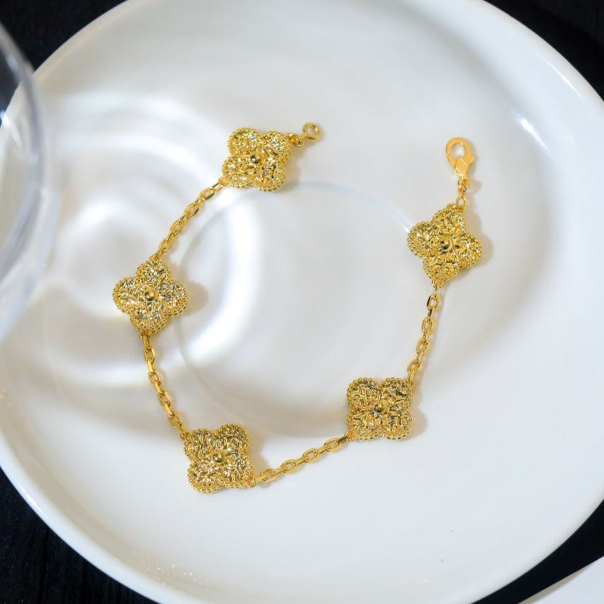 Van Cleef & Arpels CLOVER 5 MOTIFS GOLD DIAMOND BRACELET