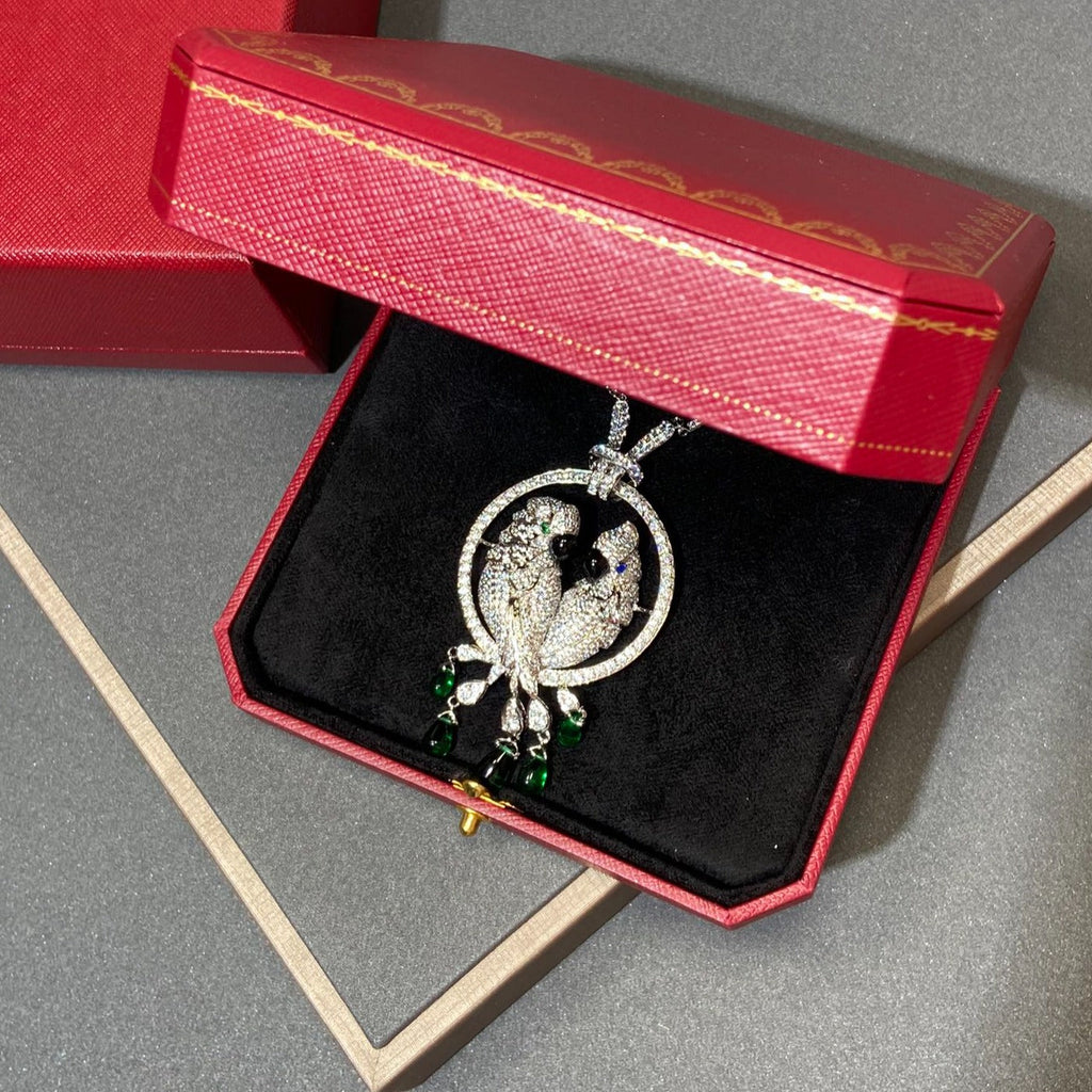 CARTIER LESOISEAUX SILVER DIAMOND PAVED NECKLACE