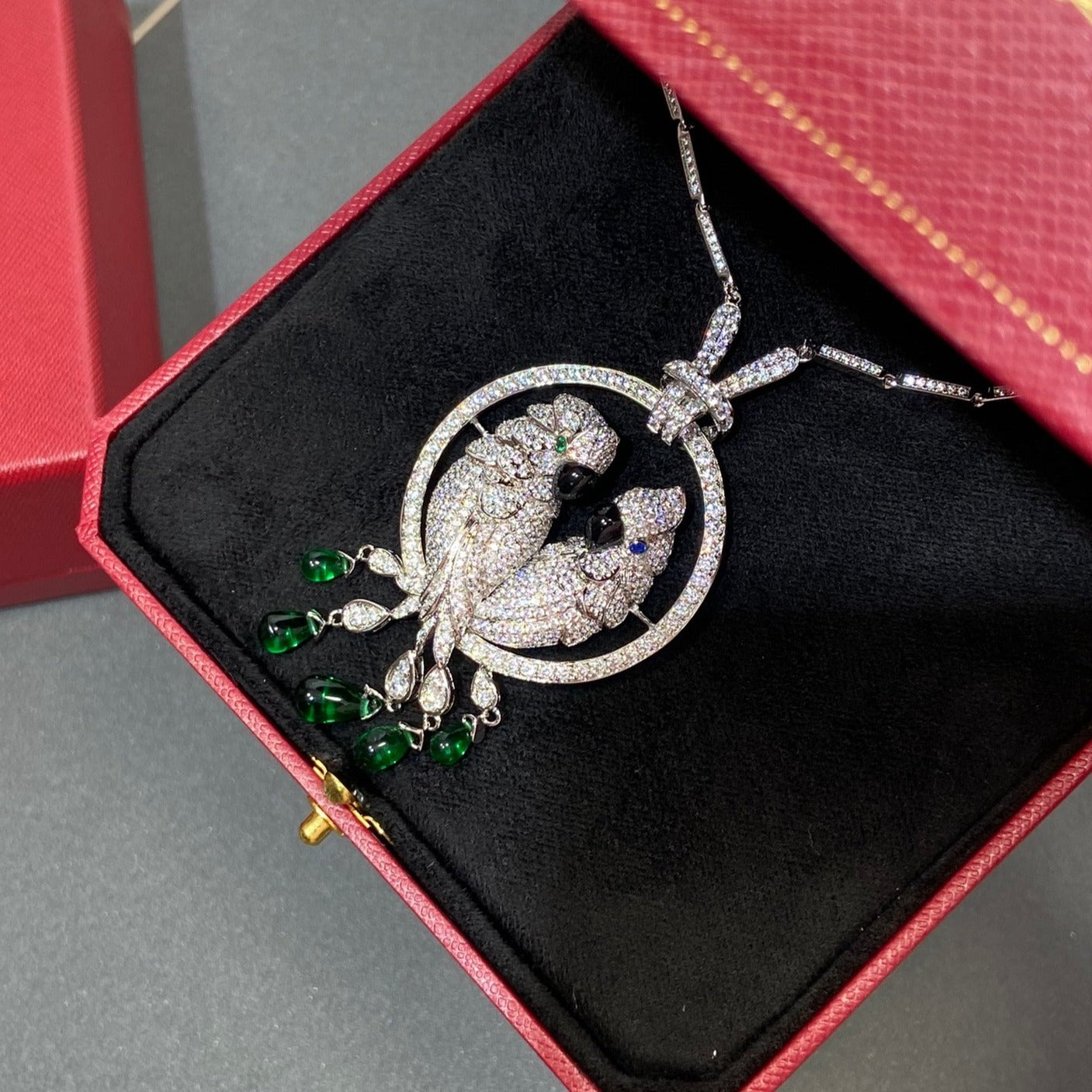 CARTIER LESOISEAUX SILVER DIAMOND PAVED NECKLACE
