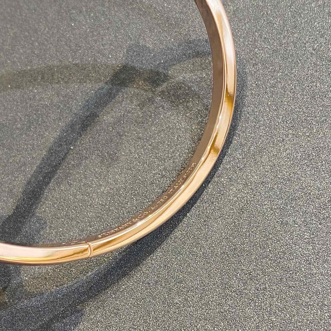 TIFFANY NARROW T1 HINGED BANGLE DIAMOND PINK GOLD