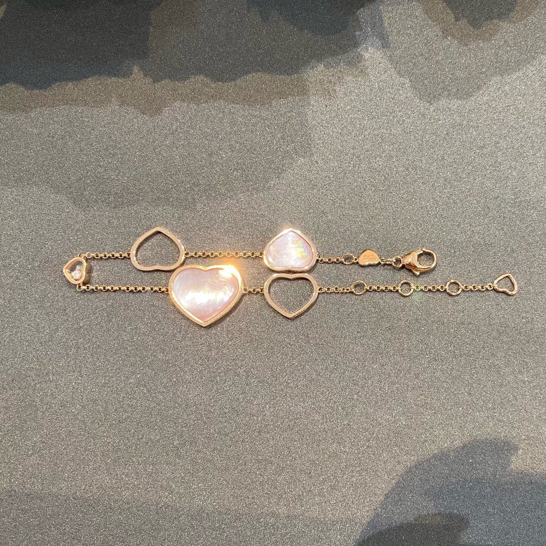 CHOPARD HAPPY HEART PINK MOP PINK GOLD BRACELET
