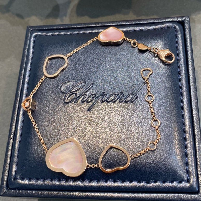 CHOPARD HAPPY HEART PINK MOP PINK GOLD BRACELET