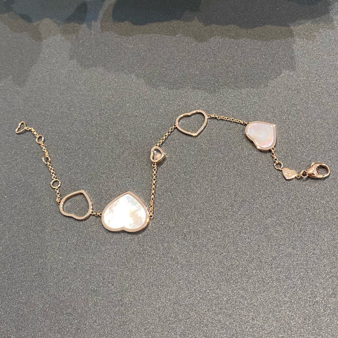 CHOPARD HAPPY HEART PINK MOP PINK GOLD BRACELET