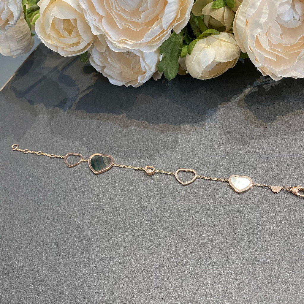 CHOPARD HAPPY HEART DARK MOP PINK GOLD BRACELET