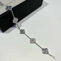 Van Cleef & Arpels CLOVER 5 MOTIF SILVER DIAMOND BRACELET