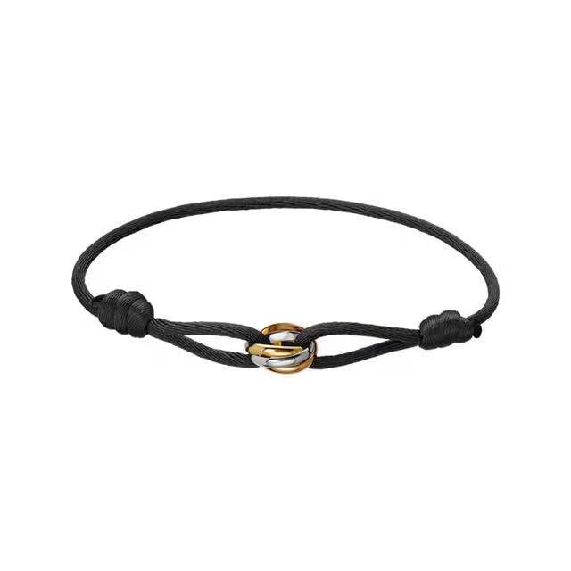 CARTIER TRINITY PINK GOLD SILVER GOLD TEXTILE BRACELET