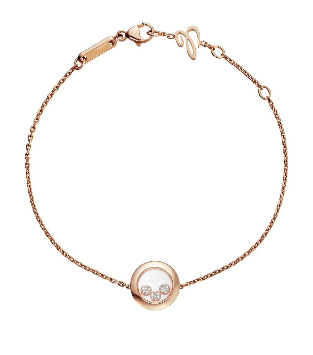 CHOPARD HAPPY HEART BRACELET PINK GOLD 3 DIAMOND