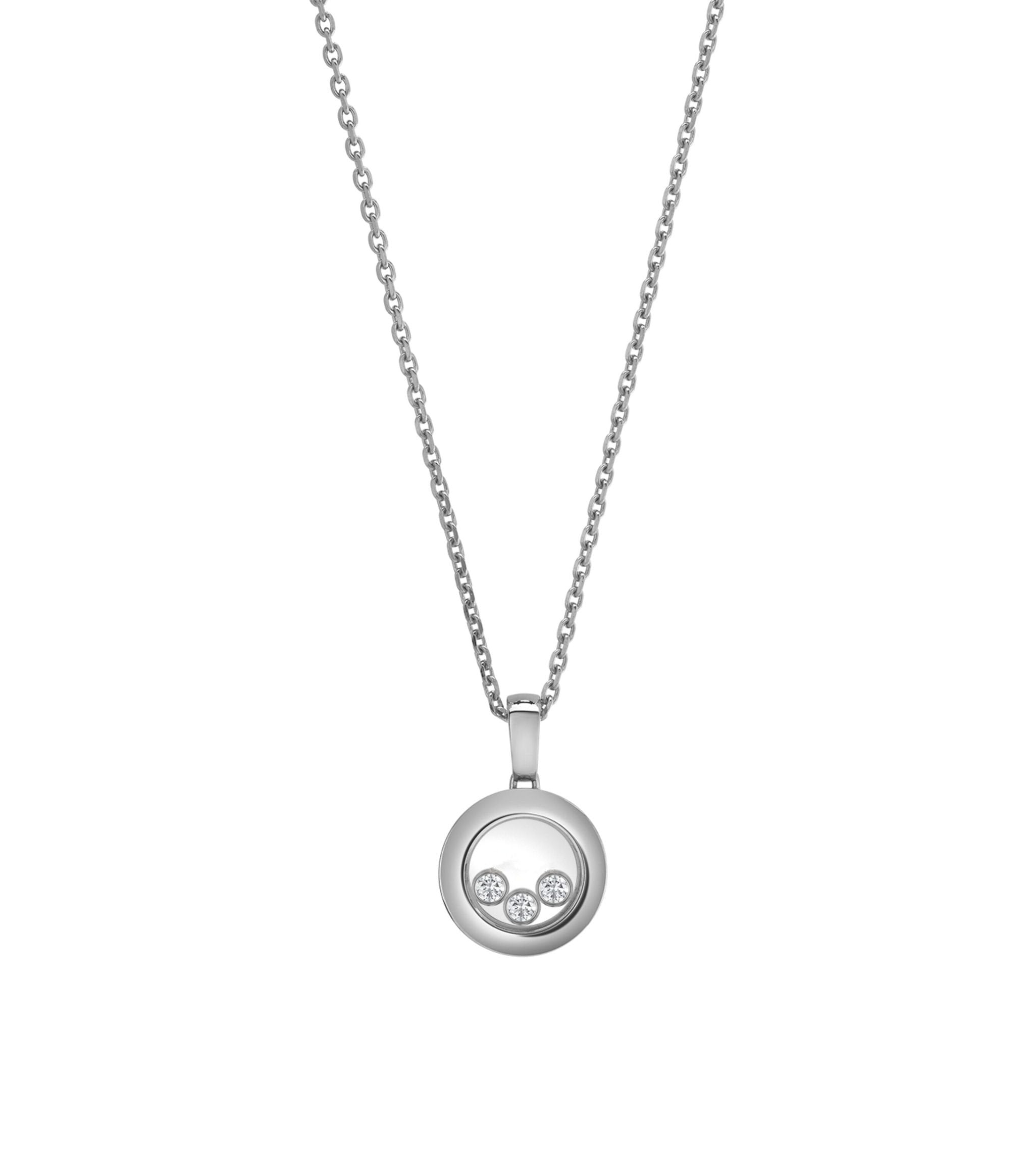 CHOPARD HAPPY PEDANT SILVER 3 DIAMOND NECKLACE