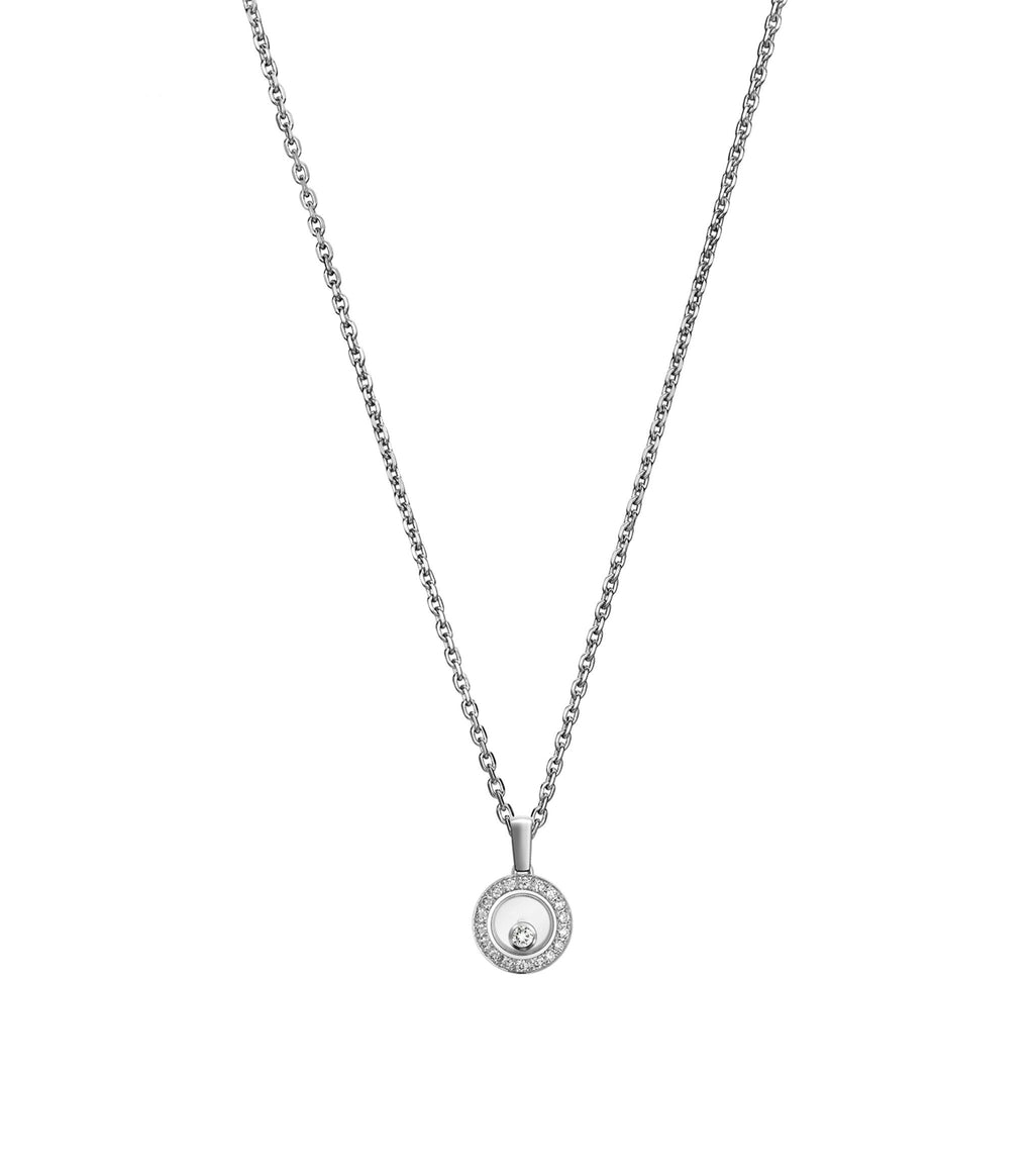CHOPARD HAPPY PEDANT SILVER DIAMOND NECKLACE