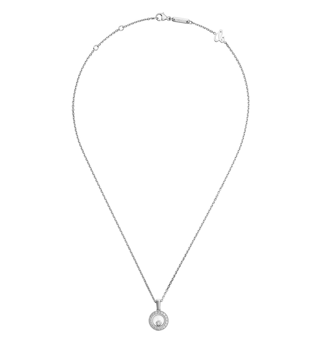 CHOPARD HAPPY PEDANT SILVER DIAMOND NECKLACE